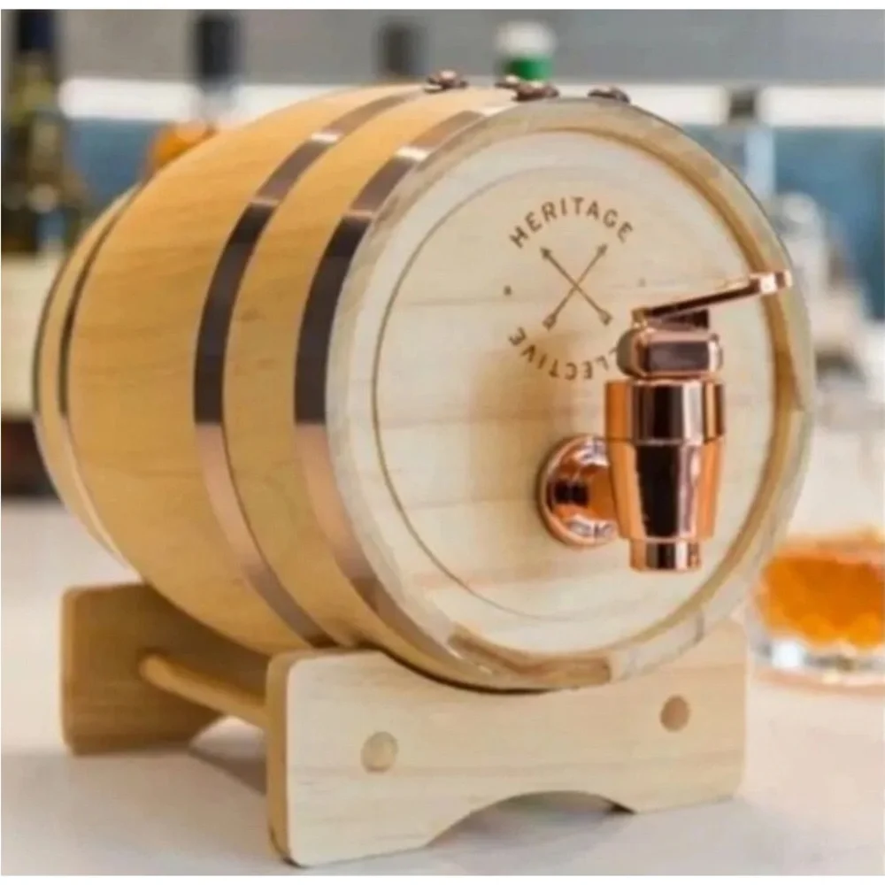 Mini Wood Whiskey Barrel Keg Whisky Cask 27 fl oz Alcohol Dispenser BAR BOURBO